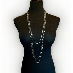 Chan Luu Sterling Silver 925 Mixed Pearls Beaded Long Necklace Boho 44.4g